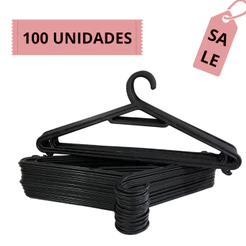 Kit 100 Cabides Adulto Preto Achatado Plástico Não Quebra Organizador de Roupas Guarda Roupa Closet Atacado Loja G002
