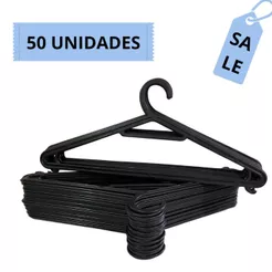 Kit 50 Cabides Adulto Preto Achatado Plástico Não Quebra Organizador de Roupas Guarda Roupa Closet Preço de Fábrica G002