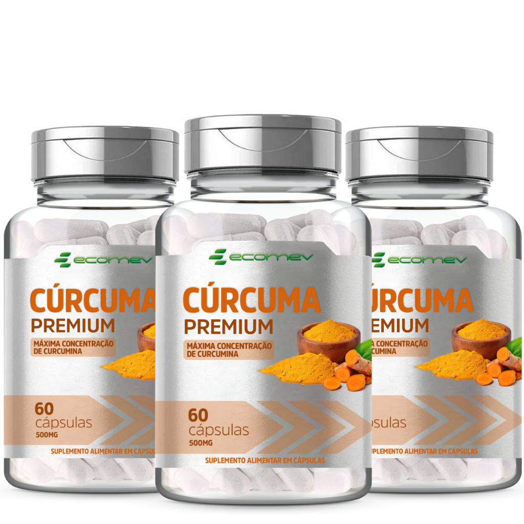 3Un Curcuma Longa Curcumina Pura Alta concentração 500Mg 180Cáps