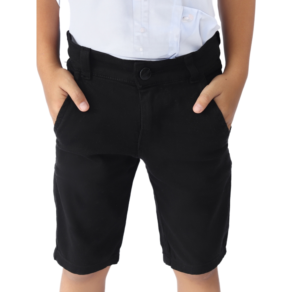 Bermuda Brim Preto Sarja Masculino Infantil Menino