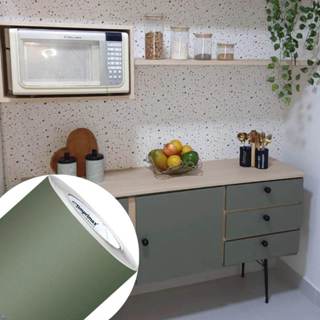 Papel de Parede Lavável P/ Moveis,eletrodomésticos, armários, parede Verde Khaki 60cm de largura em Oferta na Shopee