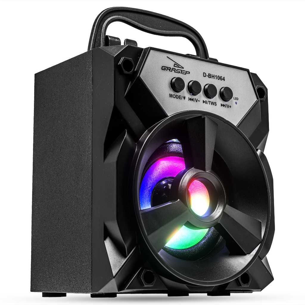 Caixinha De Som Bluetooth 5.0 Portátil 10W Rádio FM Função TWS Suporte Celular Conexão P2 Mp3 Pendrive