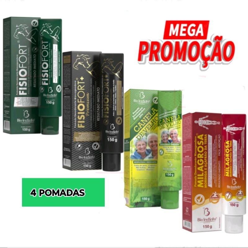 Kit 4 Pomadas Massageadora 150gr - Bio Instinto em Oferta na Shopee