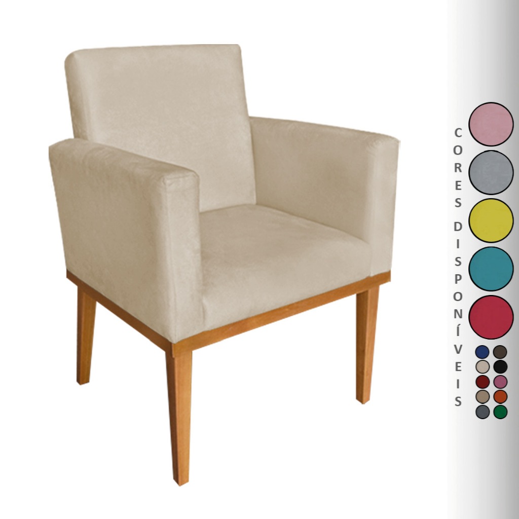 Poltrona Nina Base + Reforçada Suede Pés Trapézio Aninha Decor