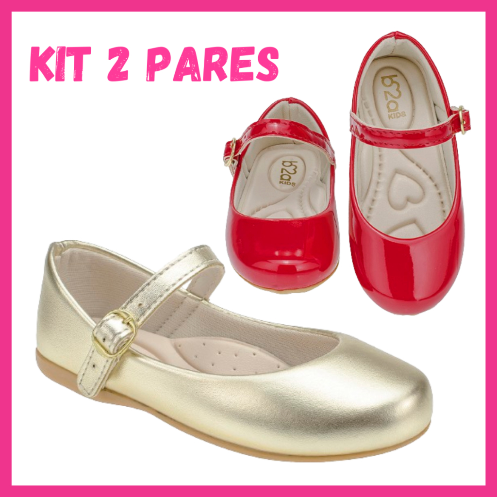 Kit 2 Pares Sapatilha Infantil Menina Boneca Confortável B2a Kids em Oferta na Shopee