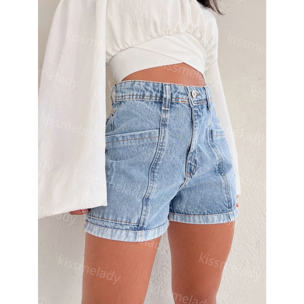 kissmelady 8215 Shorts jeans feminino  lisa sem rascada short jeans juvenil natural shorts Feminino s 8215 em Oferta na Shopee