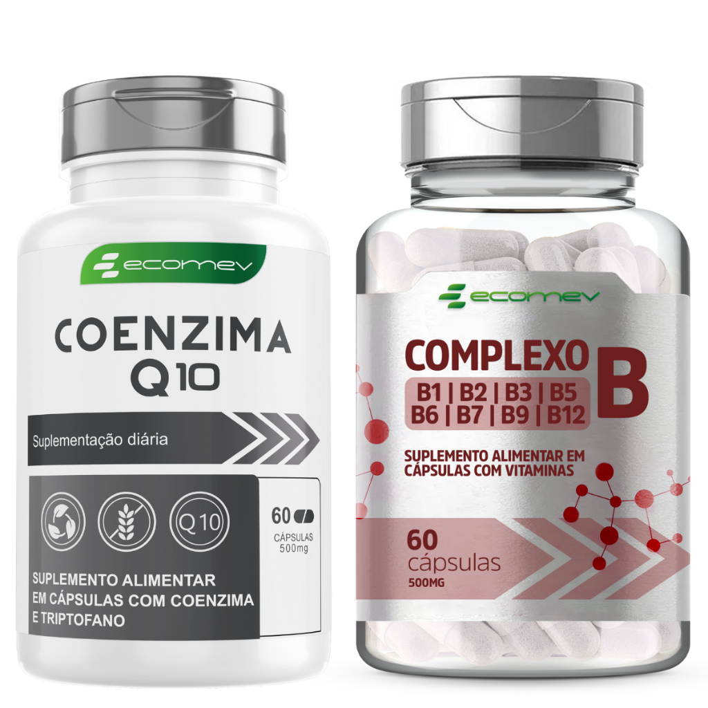 Kit Coenzima Q10 + Complexo B B1 B2 B3 B5 B6 B7 B9 B12 + Biotina 500Mg 60Cáps em Oferta na Shopee