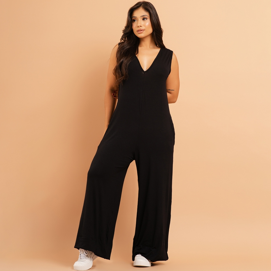 Macacão Pantalona Feminino Longo Casual Macacão Soltinho Regata em Oferta na Shopee