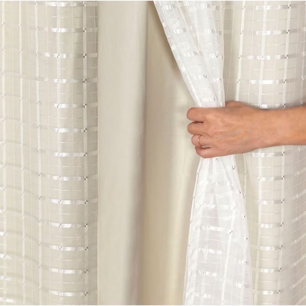 Cortina Blackout 2,80 m x 2,30 m com Voil Xadrez/Liso - Promoção em Oferta na Shopee