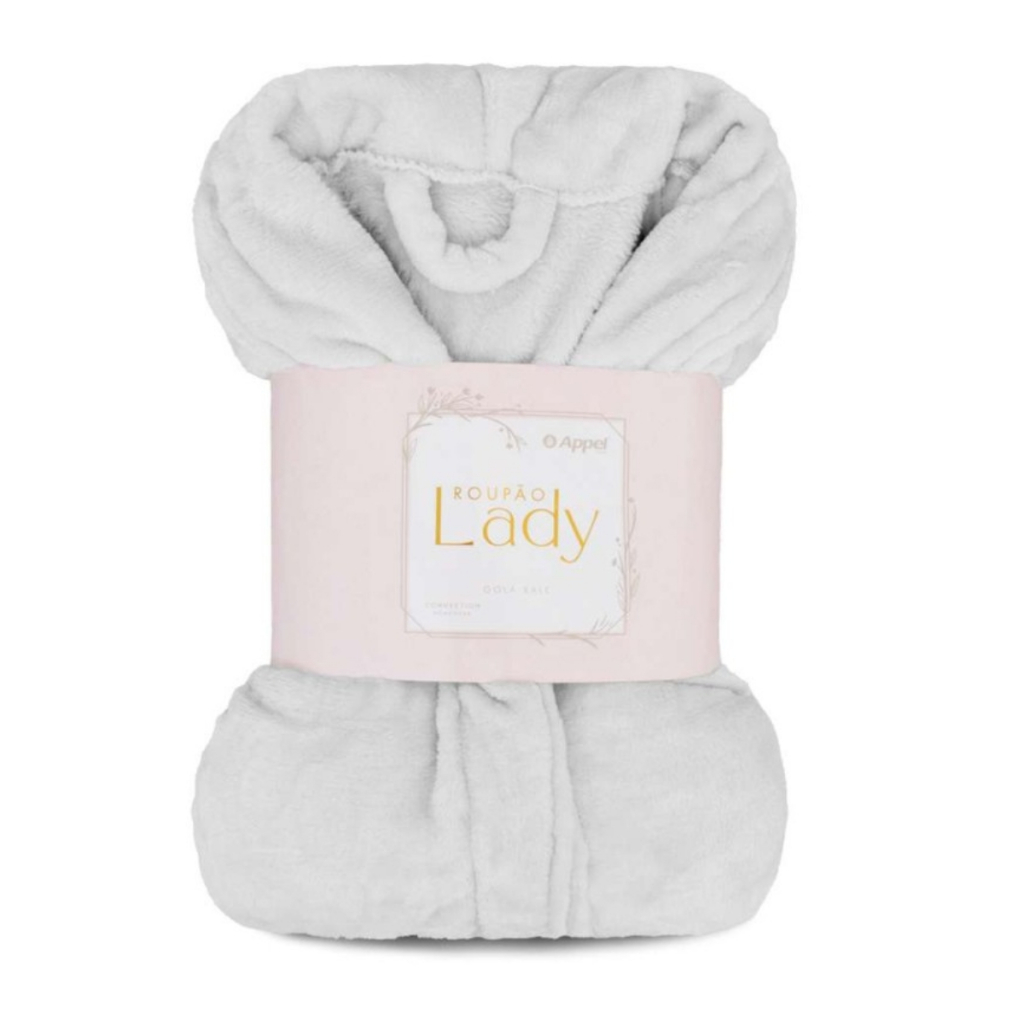 Roupao Adulto Microfibra Flannel Appel Lady Cinza