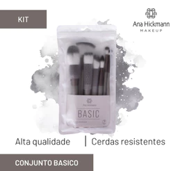 Kit de Pinceis para Maquiagem Conjunto Basico 3 Cores Disponiveis Ana Hickmann