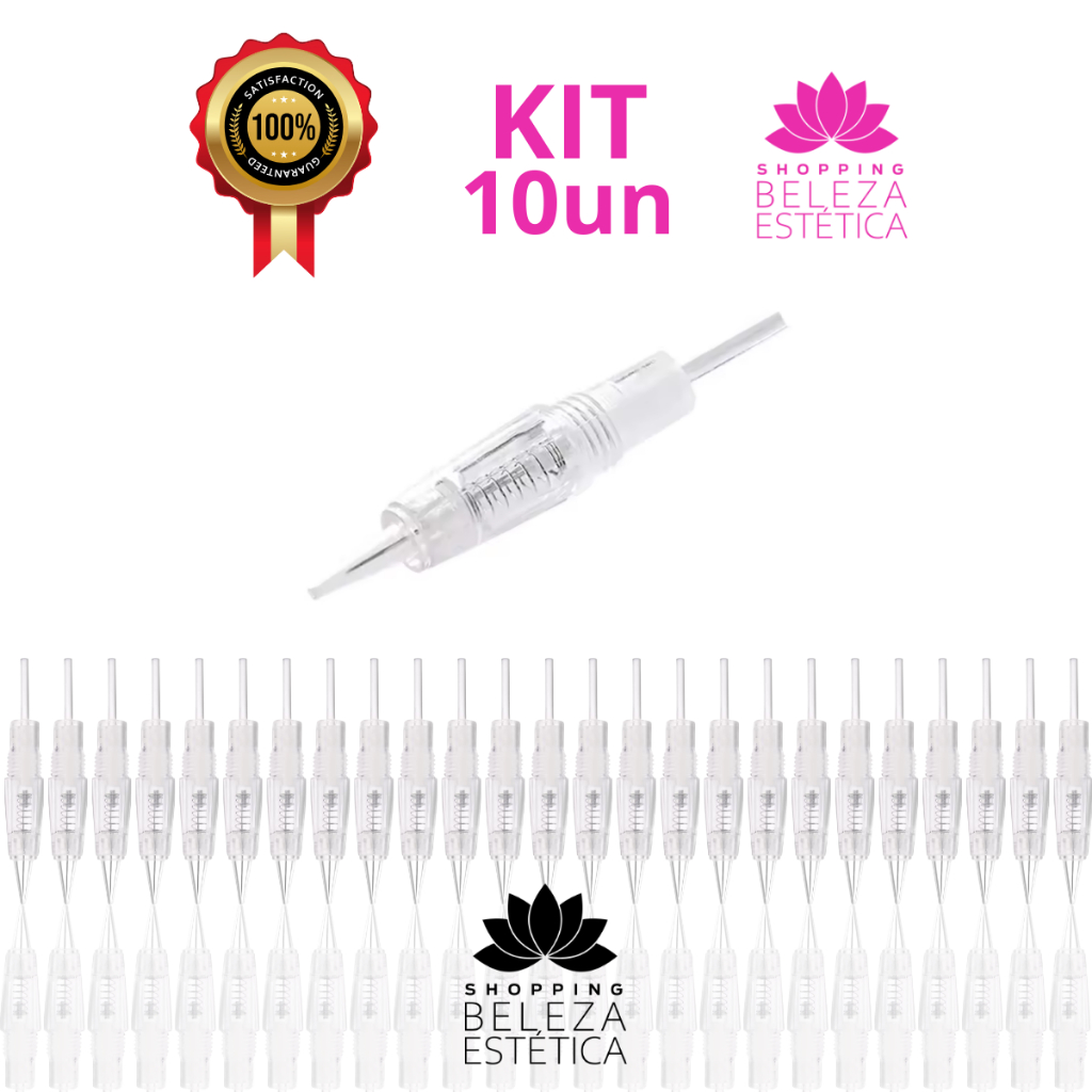 Kit com 10 Agulhas para Dermografo Micropigmentação Rosquear Modelo de Rosca 1, 3 E 5 Pontas Parafuso Rosqueável