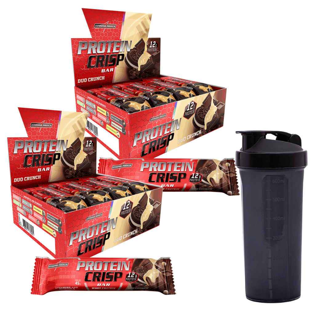 2x Protein Crisp Bar - Barra Proteina - 12un - Integral + Coqueteleira