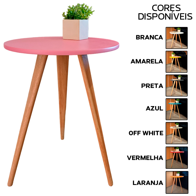 Mesa de Canto 65cm Mesinha Cabeceira Lateral Pé Palito Sala Quarto Decoração