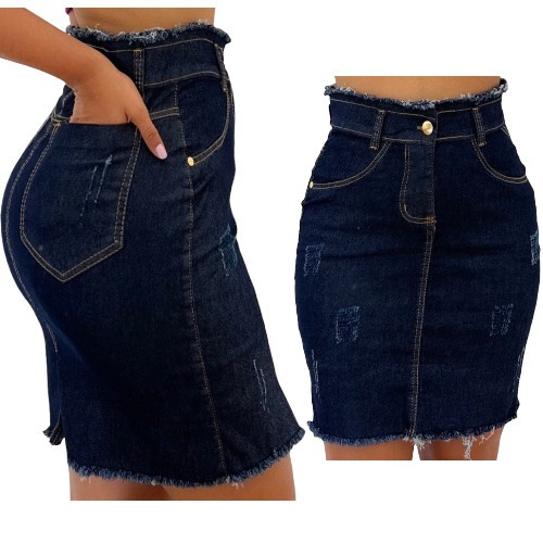 Saia Jeans com Lycra Novidade Moda Evangélica feminina em Oferta na Shopee