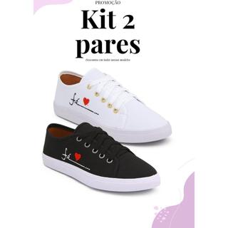 Kit 2 Pares Tênis Feminino Casual Fé Leve e Confortável