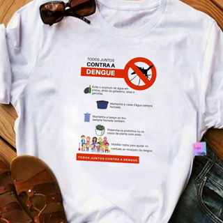 T-Shirts Baby Look Feminina/Prevenção Contra a Dengue/Todos Contra Aedes Aegypti/Sintomas Comuns em Oferta na Shopee