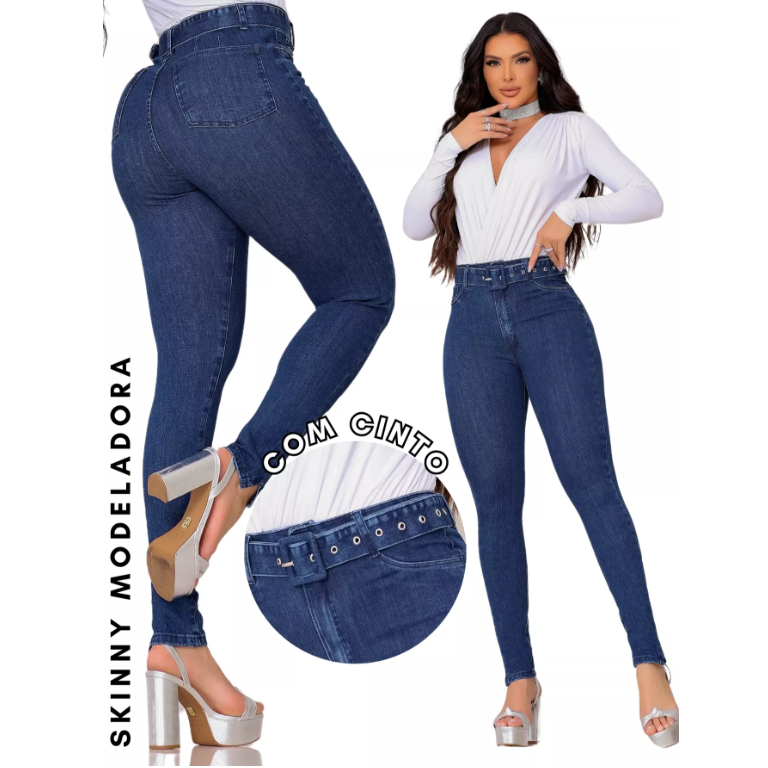 Calça Feminina 34 Skinny c/ Cinto Redutora de Celulite e Aumenta a Elasticidade da pele
