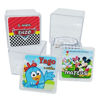 20 Caixinhas de Acrílico 5x5 Personalizadas Envio Rápido com tema da sua festa, nome e idade em Oferta na Shopee