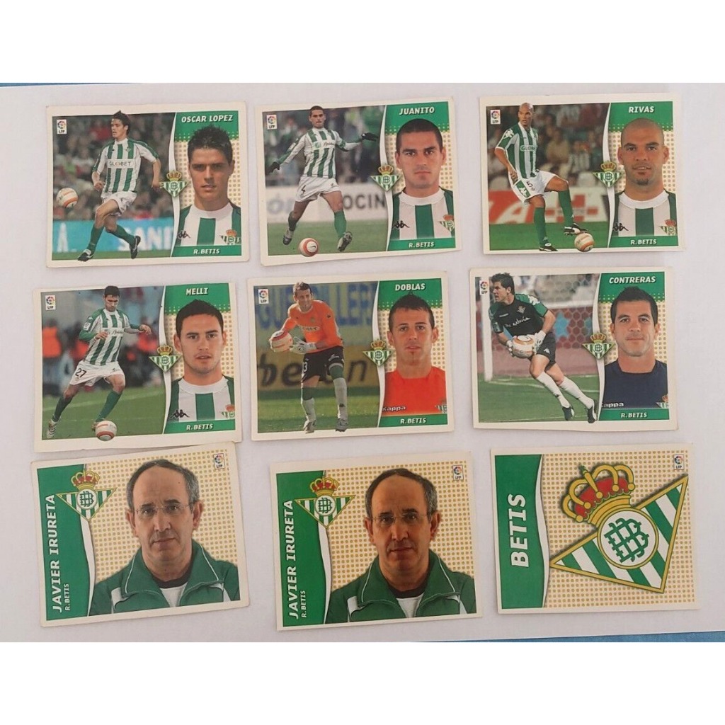 Lote 09 figurinhas nunca coladas Real Betis - La Liga 2006-07 Panini