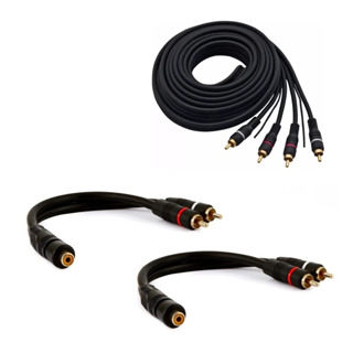 Cabo Som Automotivo Rca 5 Metros + 2 Cabos Y emborrachado em Oferta na Shopee