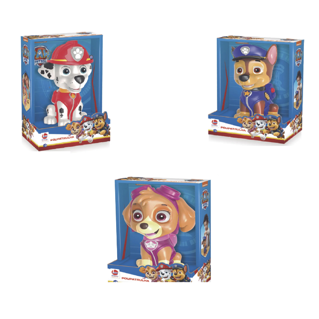 Bonecos Vinil Cofrinho Patrulha Canina Original Líder brinquedos