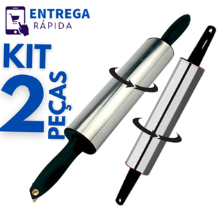 Kit 2 Rolo de Massa em Aço Inox 37.5cm 1 Vermelho 1 Preto Rolo de Macarrão Rolo de Pizza Rolo Abrir Massa em Oferta na Shopee