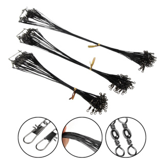 Kit 60 peças Chicote de Pesca Leader Cabo Aço Com Snap Encastoado Girador em Oferta na Shopee