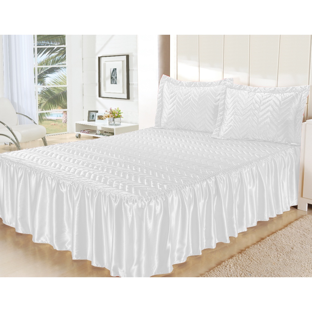 KIT YASMIM COLCHA COBRE LEITO QUEEN 3 PEÇAS CETIM CHARMOSO MATELADO