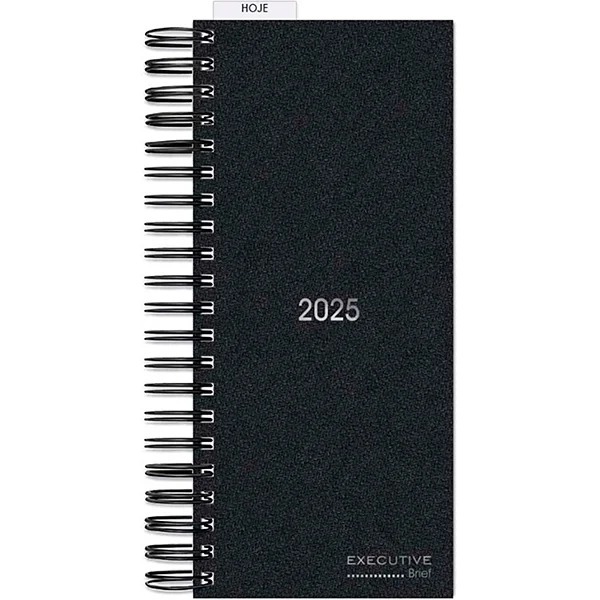 Agenda Comercial Espiral Executive Ano 2025 192fls 119x275mm Capa Preto Executiva