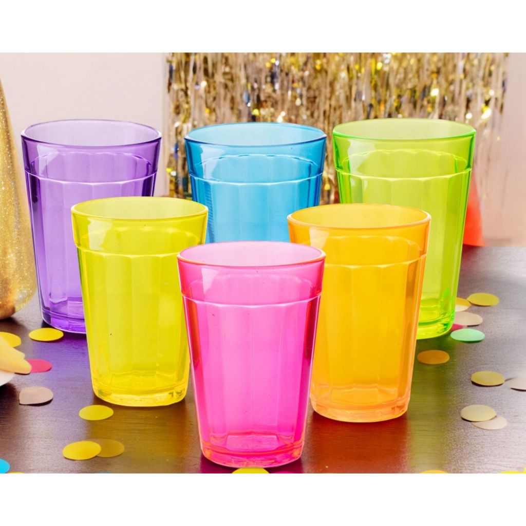 Jogo De 6 Copos Nadir Vidro Grosso 190ml Arco Íris Drinks Suco Americano Água Refri Decorado Moderno
