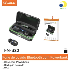 Fone De Ouvido Sem Fio Display Led Power Bank Áudio Premium FN-B20 - PEI-M513 - KA-938