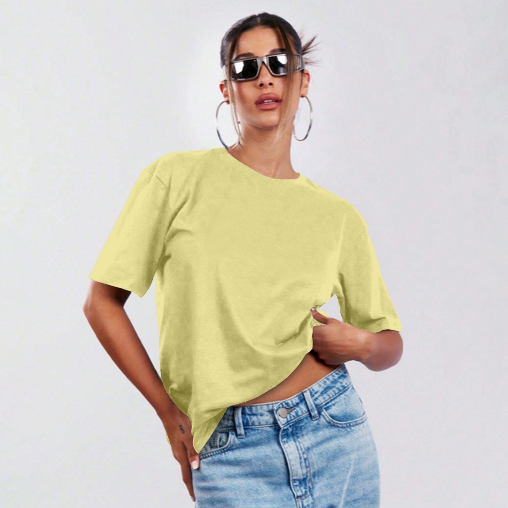 Blusa Blogueirinha Basica Larga Colorida Diversas Manga Curta Gola Redonda Oversized Confortavel Ca