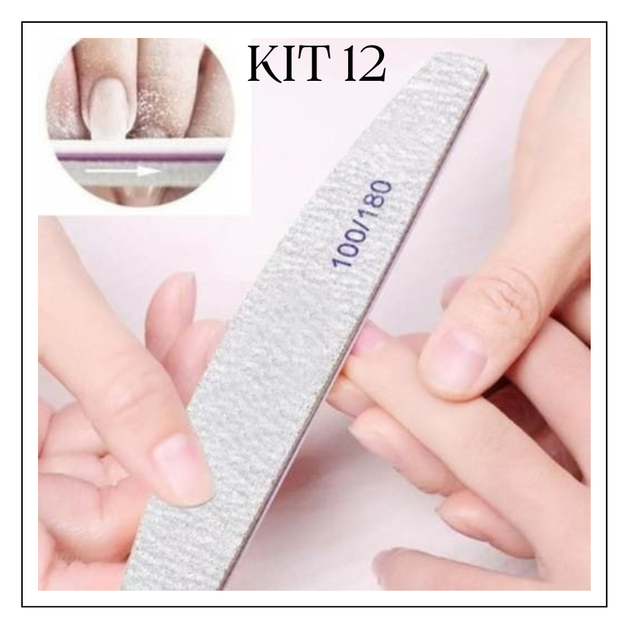 kit 12 Lixas Lixa de Unha OPI para Manicure Unha De Gel Acrílico 100/180