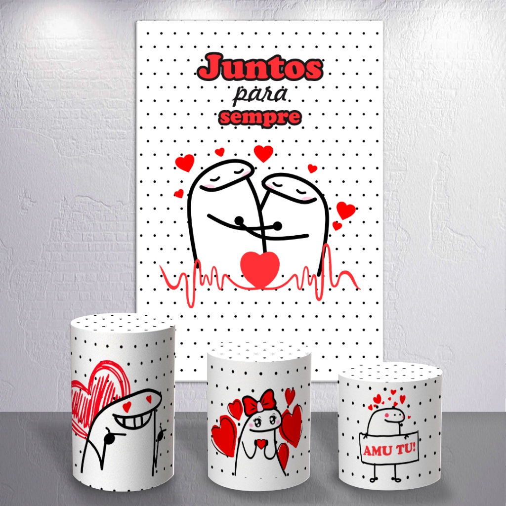 Painel Capas Para Sempre Juntos Dia Dos Namorados Com Trio De Cilindro Kit ou Peça Avulsa Romantico