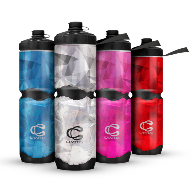 Garrafa Squeeze Caramanhola Térmica Cratos Tampa Automática 710ml Bike e Esportes