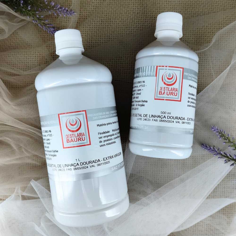 Óleo de Linhaça Dourada 100% Puro Extra Virgem Vegetal Prensado Frio - 500ml, 1L