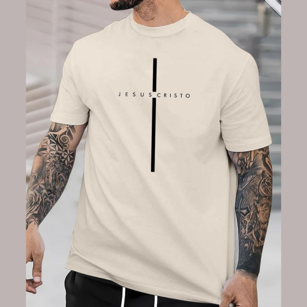 Camiseta Masculina Estampada Streetwear Evangélica Cruz Jesus Cristo Igreja Unissex Camisa Premium