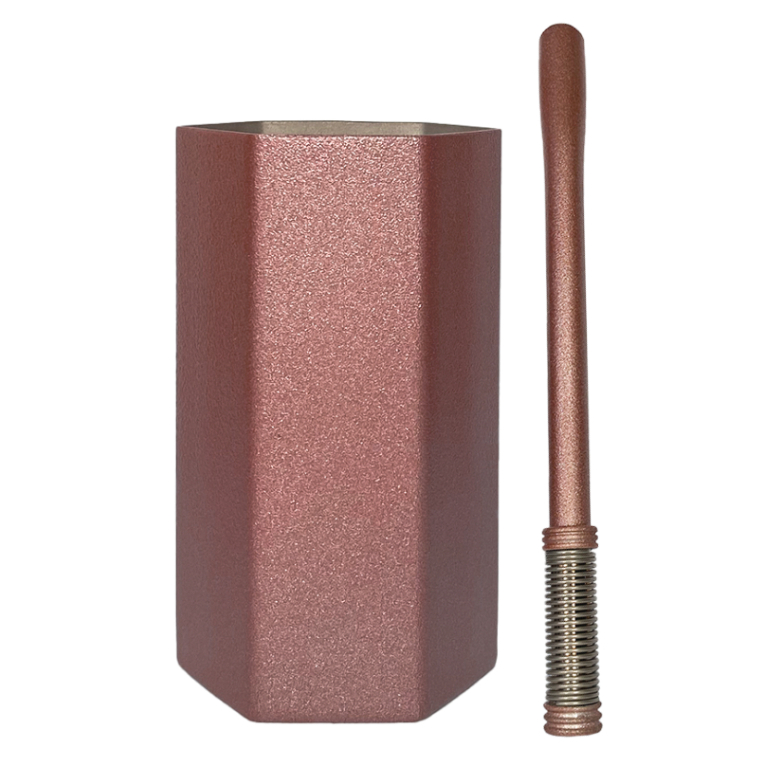 Kit para Terere Inox Rose Gold : Copo Hexagonal 250ml + Bomba para Terere Inox Rosé Gold