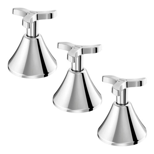 Kit 3 Acabamento Registro Docol Pertutti p/ Base Docol 1/2" 3/4" e 1" Cromado