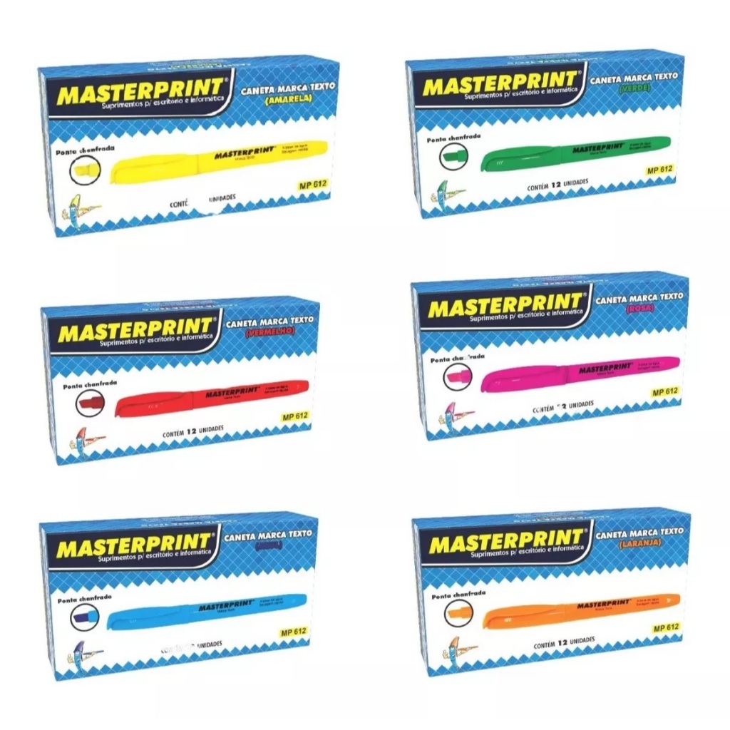 Kit 6 Caixa De Marca Texto Masterprint 72 Canetas Neon em Oferta na Shopee