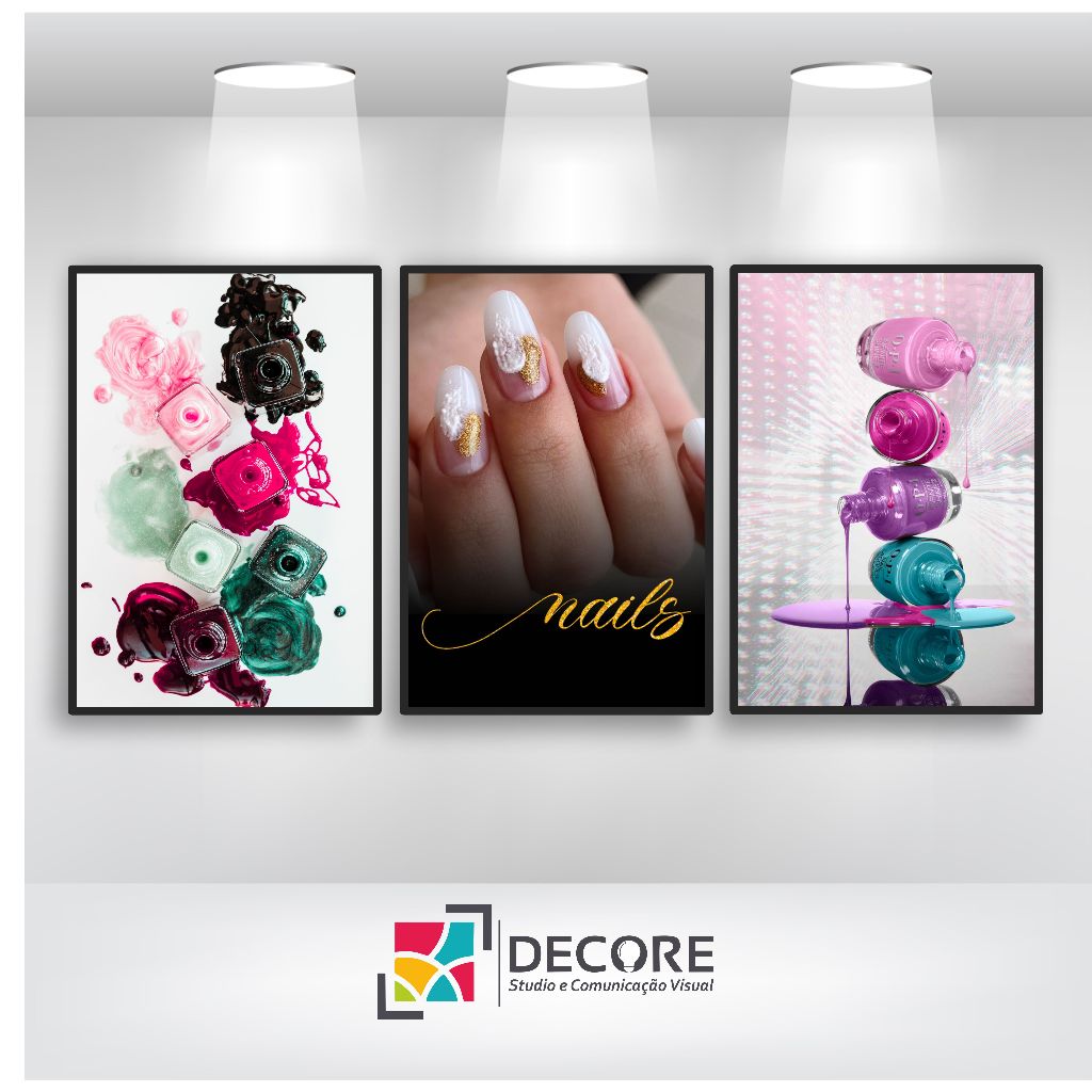 quadro decorativo esmaltes nails designer unhas lindas manicure decoração salão studio beleza