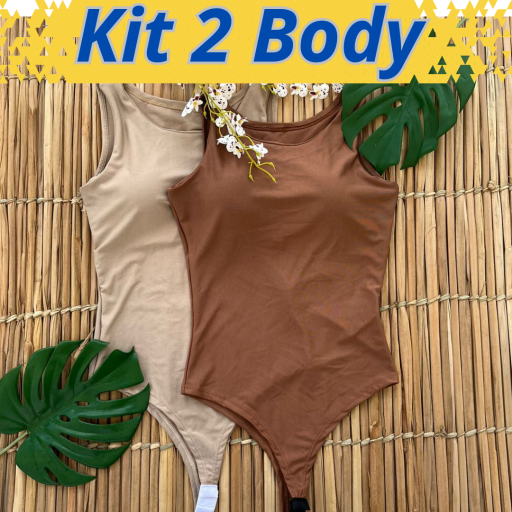 Kit 2 Body Regata em Suplex Borie Moderno Body sem Manga Blusa Casual