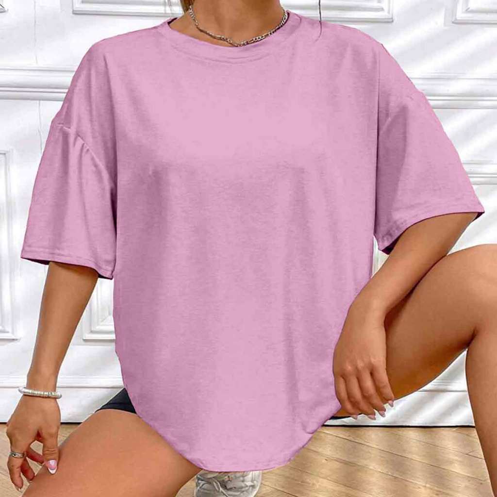 Camiseta Minimalista Feminina Glamorous Vibe Basica Lisa Larga Colorida Oversized Confortavel Diversas
