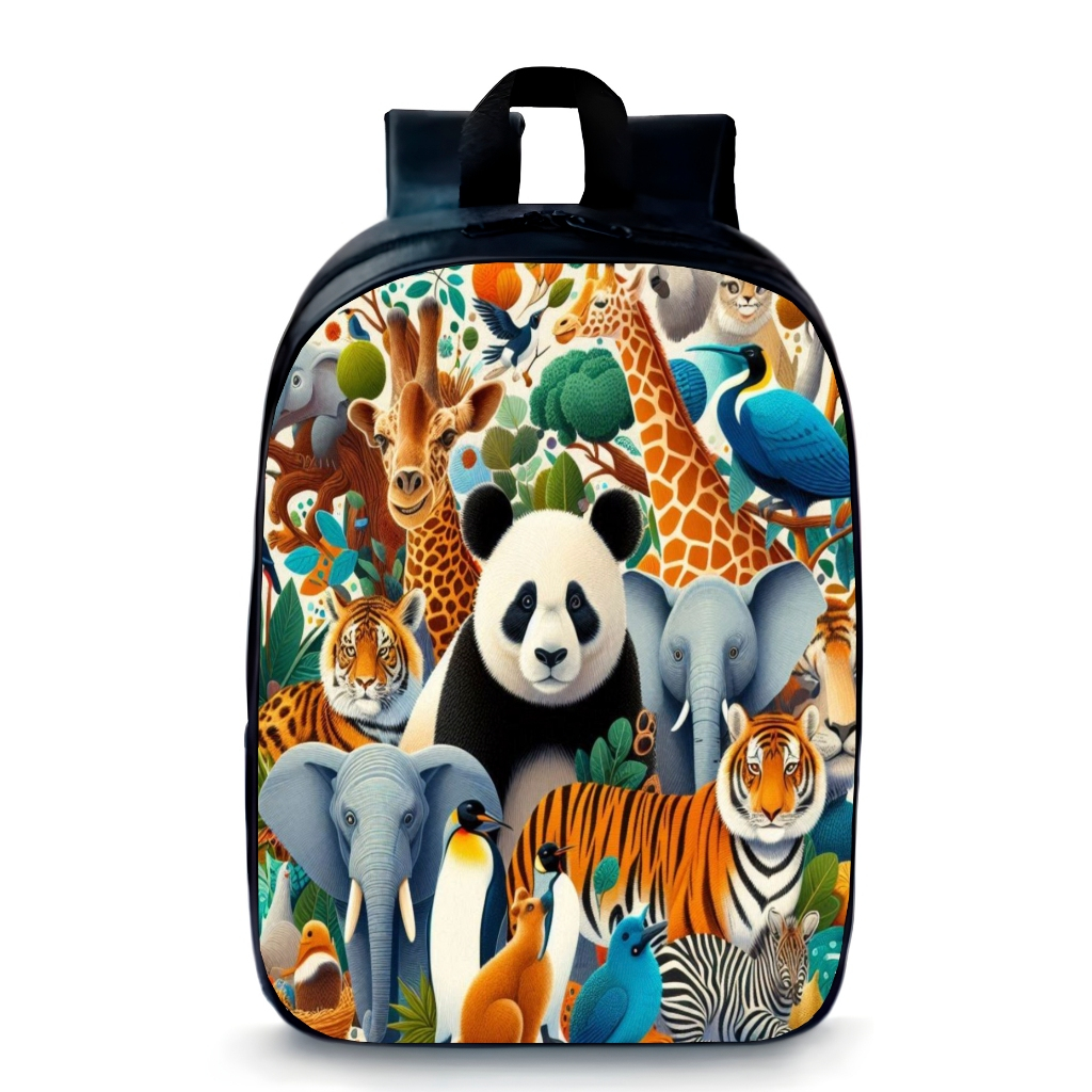 Mochila Pequena Pré-escolar infantil Safari animais panda material escolar volta as aulas promção