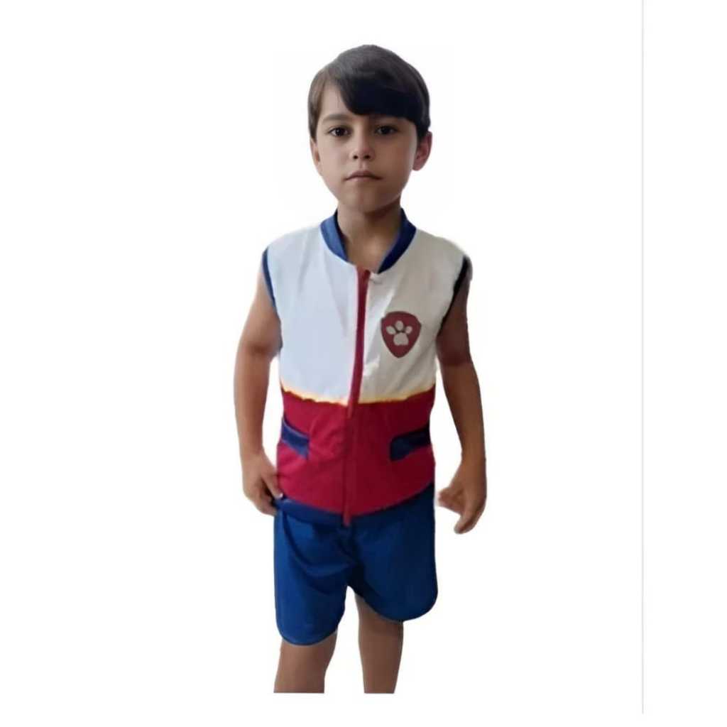 Fantasia Roupa Infantil Colete e Shorts Patrulha Canina Menino Ryder