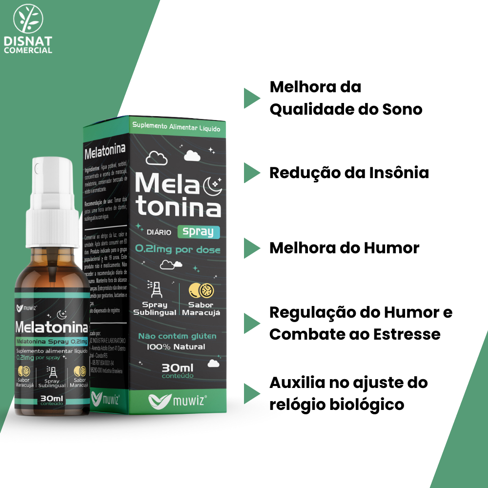 Melatonina Spray 0.21mg 30mL Sabor Maracujá - Muwiz