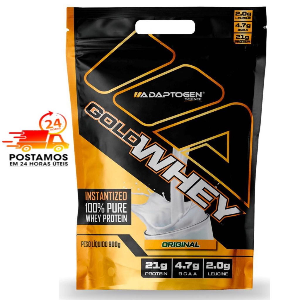 Gold Whey 900g Refil Concentrado Adaptogen Science Leitinho Massa Ganho massa muscular