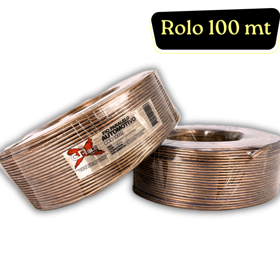 Fio Paralelo Cristal Bicolor 2 X 0,75mm Rolo 100 Metros P/ Som Alto Falantes em Oferta na Shopee