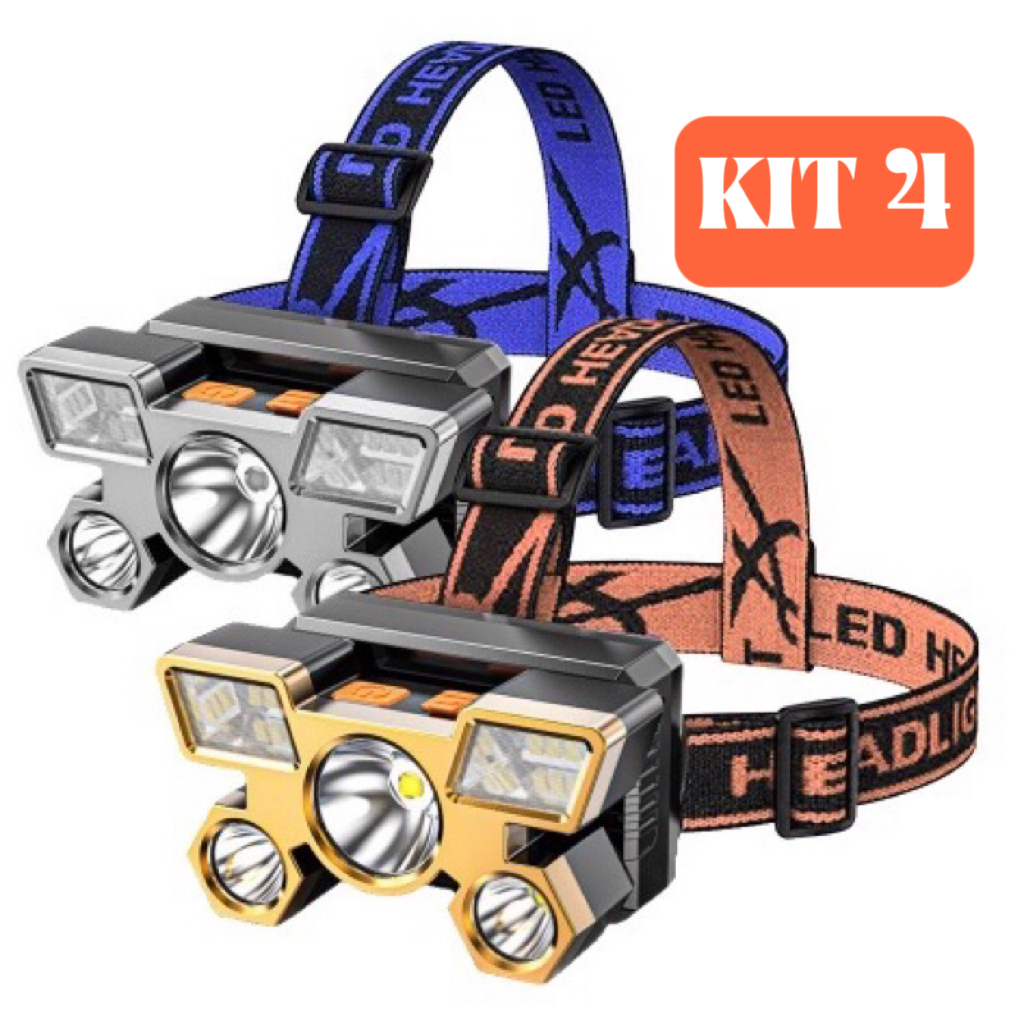 Imagem Lanterna Holofote De Cabeça 5 LED Super Brilhante À Prova D 'Água USB Recarregável 4 modos